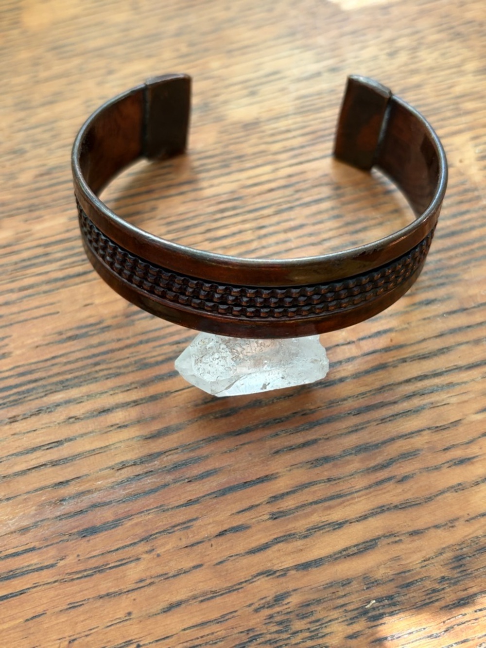 Vintage Copper Tone Braided Cuff Bracelet - Brown